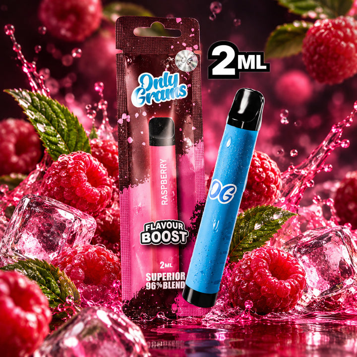 Vaper desechable Only Grams Flavour Boost Raspberry superior 96% 2ml
